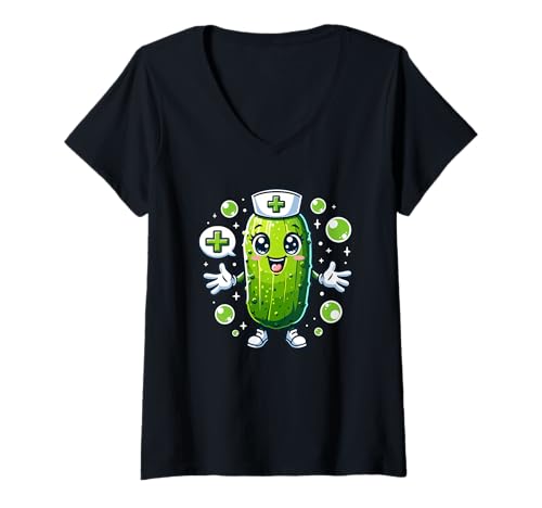 Damen Lustiger Arzt, Krankenschwester, Pickle, Arzt, Kunst T-Shirt mit V-Ausschnitt Damen Lustiger Arzt, Krankenschwester, Pickle, Arzt, Kunst T-Shirt mit V-Ausschnitt von CharlIan Minds - Funny Pickle Lover Doctor Nurse