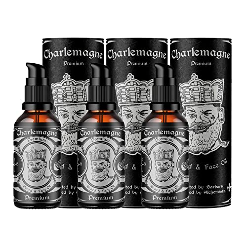 Charlemagne Bartöl 3er Set - TESTSIEGER - 100% Vegan Bartöl Vanille Tabak Duft - Bart Öl Made in Germany Bartöl Herren - natürliches Bartpflege Öl regt das Bart Wachstum an - Beard Oil Vegan von Charlemagne