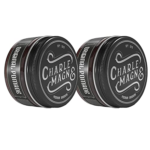 Charlemagne Original Pomade Wasserbasiert 2er Set - Idealer Starker Halt - Edler Duft Perfekter Glanz - Pomade Herren 100ML - Barbershop Haarpomade - Strong Hold von Charlemagne