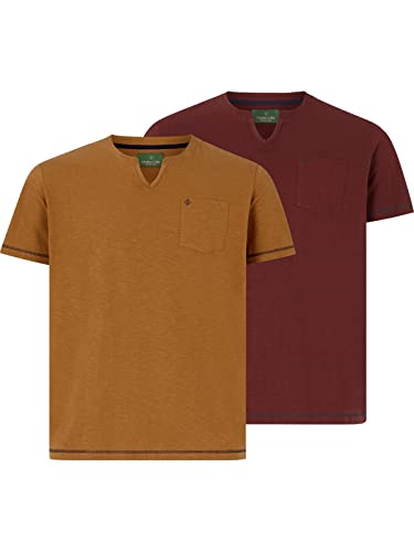 Charles Colby Herren Doppelpack T-Shirt Earl Karlo orange 3XL (XXXL) - 64/66 von Charles Colby