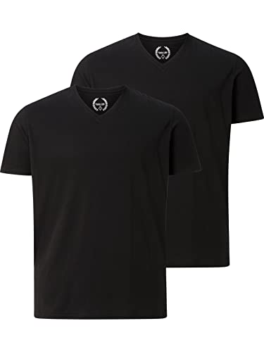 Charles Colby Herren Doppelpack T-Shirt Earl Mills schwarz XL - 56/58 von Charles Colby