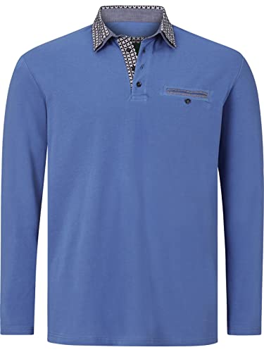 Charles Colby Herren Langarm-Poloshirt Earl Chad blau 3XL (XXXL) - 64/66 von Charles Colby