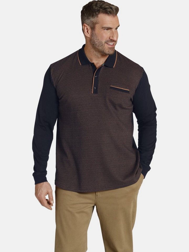 Charles Colby Langarm-Poloshirt EARL BEDWYR mit Jacquard Muster von Charles Colby