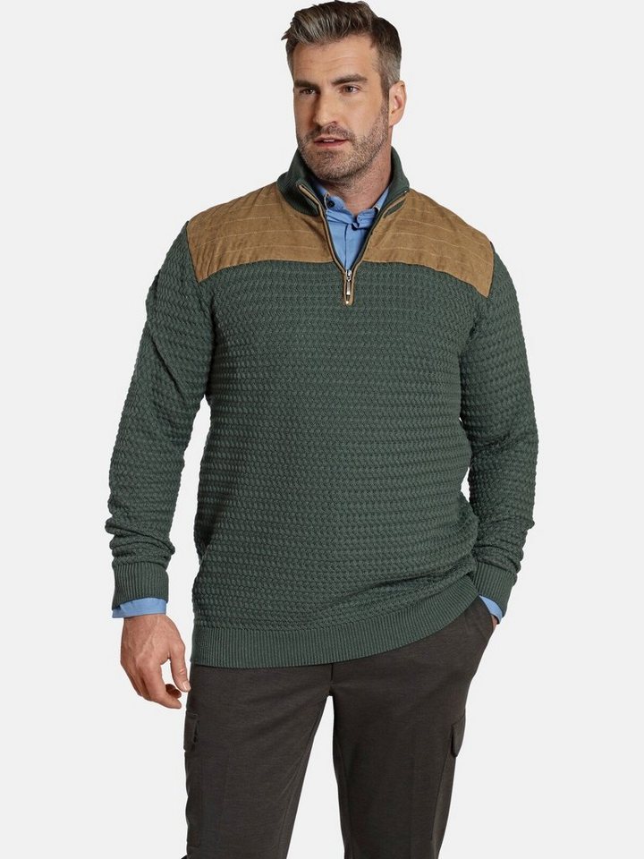 Charles Colby Strickpullover EARL FILIBERT mit Passe in Veloursoptik von Charles Colby