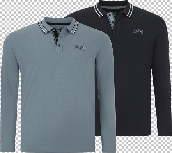 Doppelpack Langarm-Poloshirt EARL GILIELL petrol dunkelblau von Charles Colby