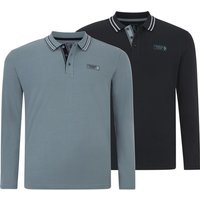 Doppelpack Langarm-Poloshirt EARL GILIELL petrol dunkelblau von Charles Colby