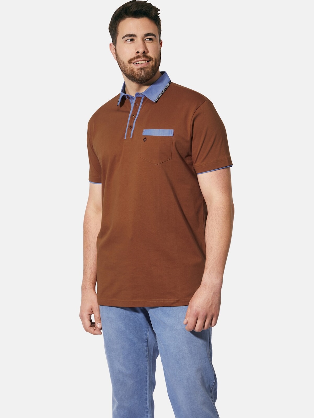 Große Größen Charles Colby Poloshirt EARL WILLMER, Herren, orange, Größe: L, Baumwolle, Happy Size Men von Charles Colby