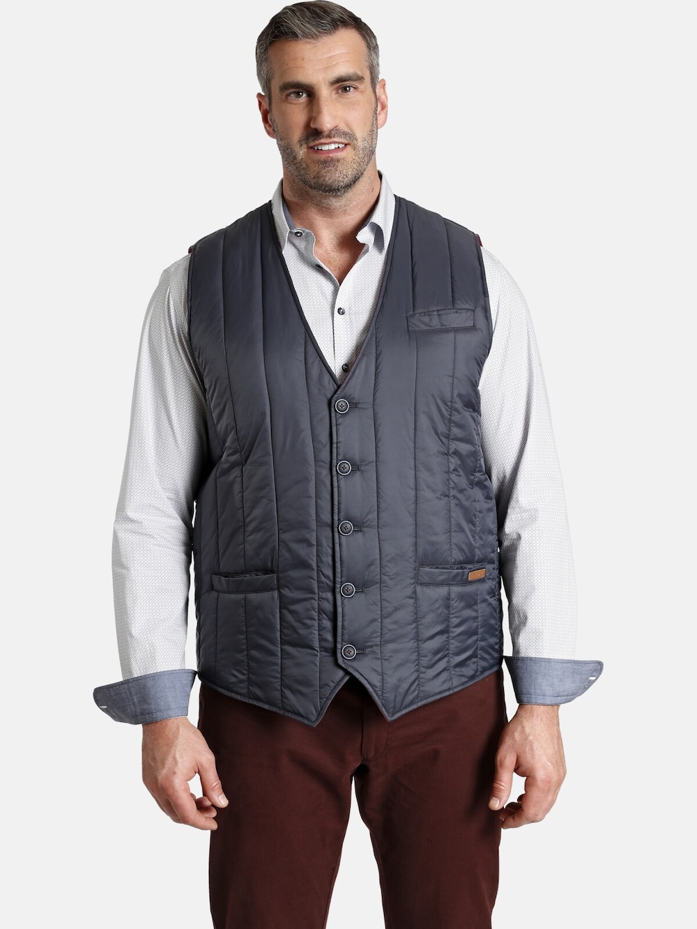 Große Größen Charles Colby Steppweste DUKE JOHN, Herren, grau, Größe: 60, Synthetische Fasern, Happy Size Men von Charles Colby