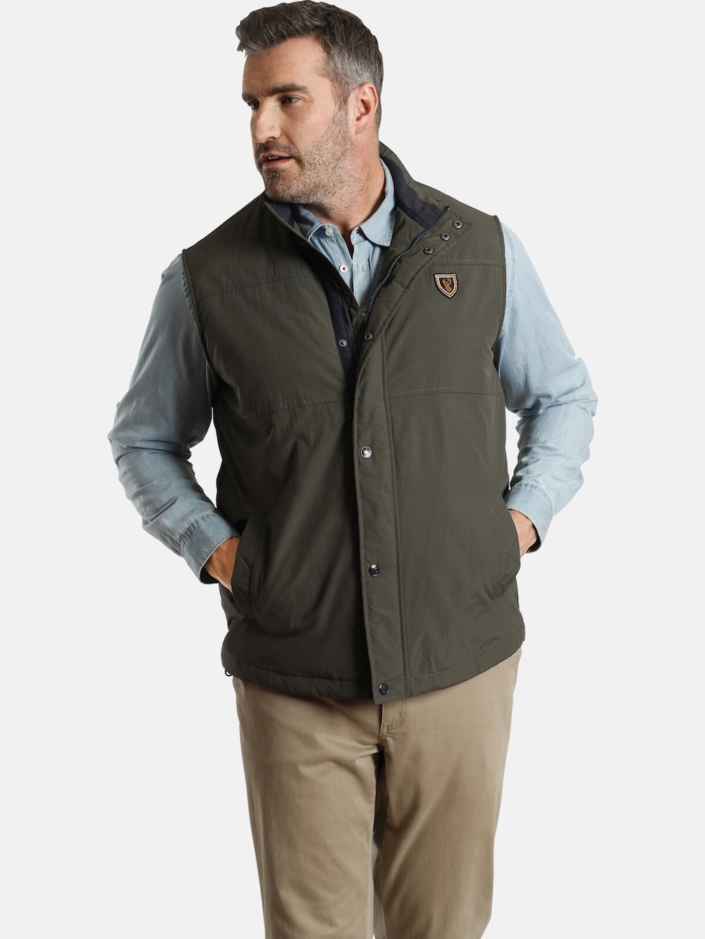 Große Größen Outdoorweste SIR ROHAT, Herren, grau, Größe: 66, Synthetische Fasern, Happy Size DE Men von Charles Colby