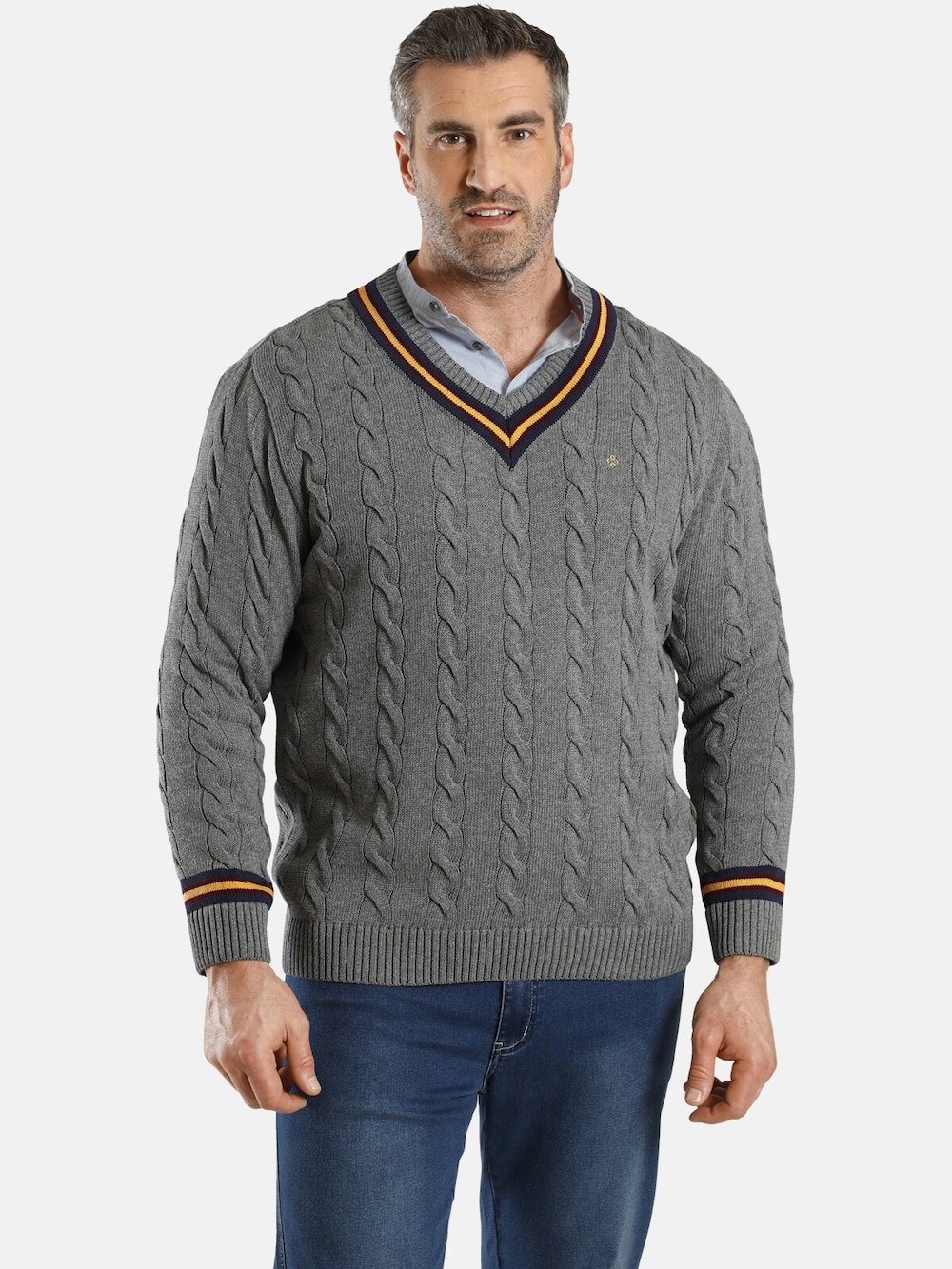 Große Größen Pullover DUKE RONALD, Herren, grau, Größe: 3XL, Baumwolle/Synthetische Fasern, Happy Size DE Men von Charles Colby