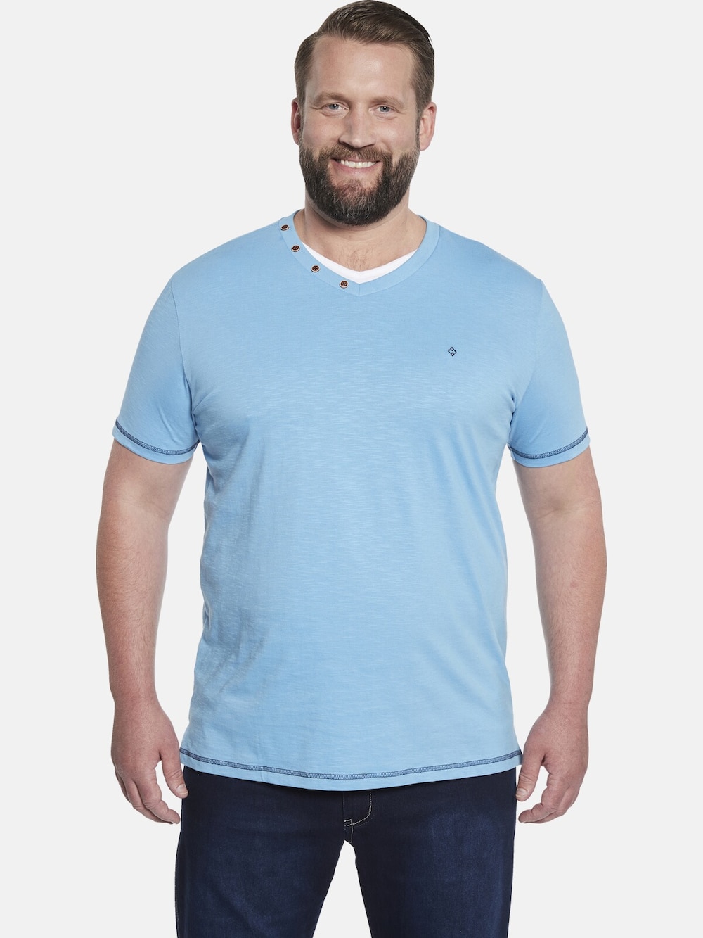 Große Größen T-Shirt EARL KENDRAYK, Herren, blau, Größe: 4XL, Baumwolle, Happy Size DE Men von Charles Colby