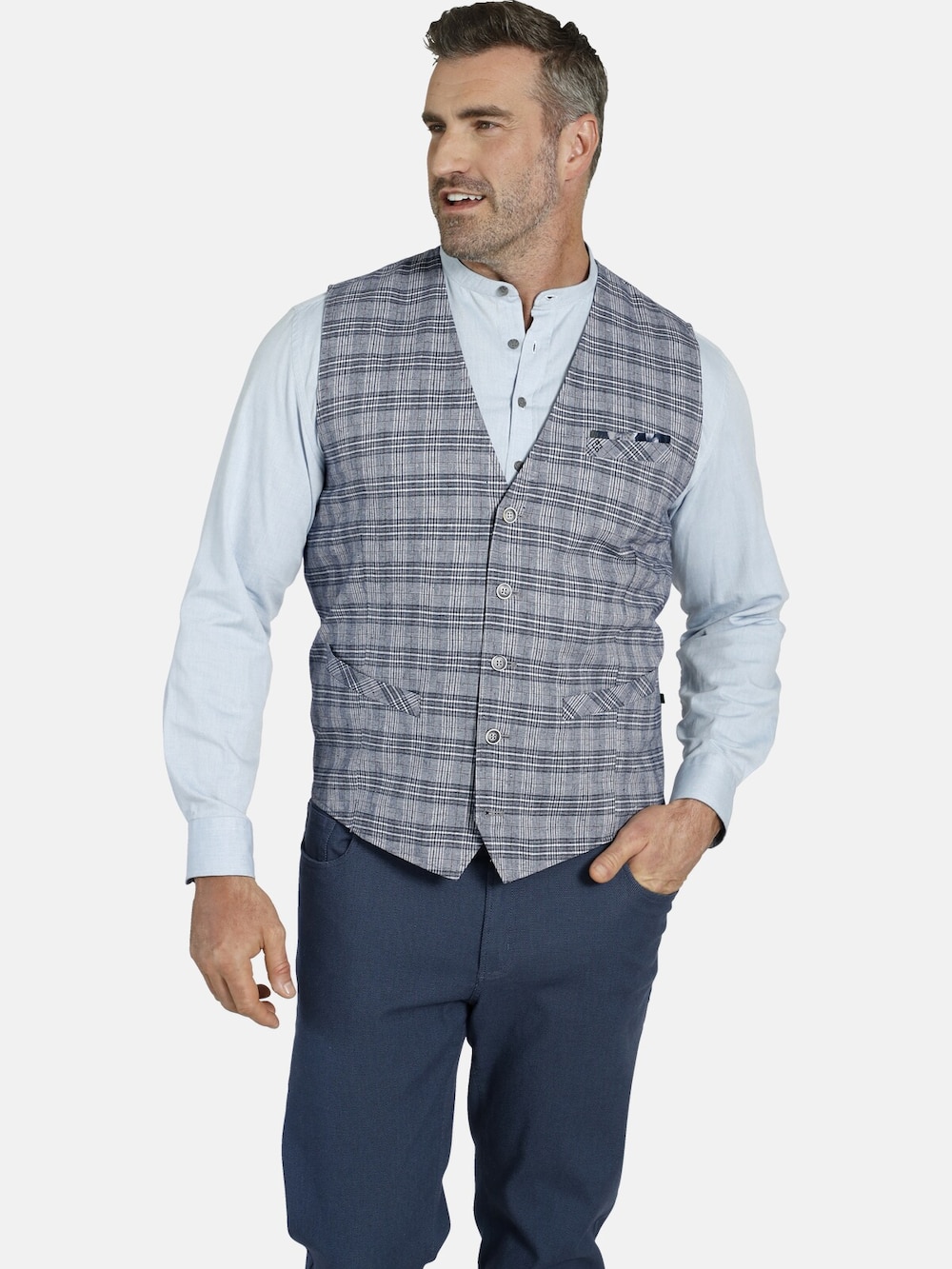 Große Größen Weste DUKE NIVEN, Herren, grau, Größe: 74, Baumwolle/Leinen, Happy Size DE Men von Charles Colby