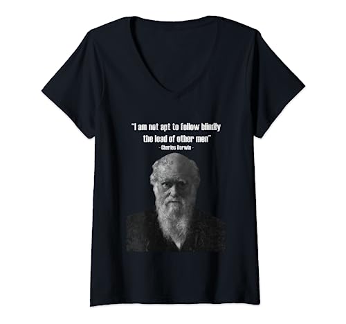 Damen Charles Darwin Berühmtes Zitat T-Shirt mit V-Ausschnitt von Charles Darwin Quote