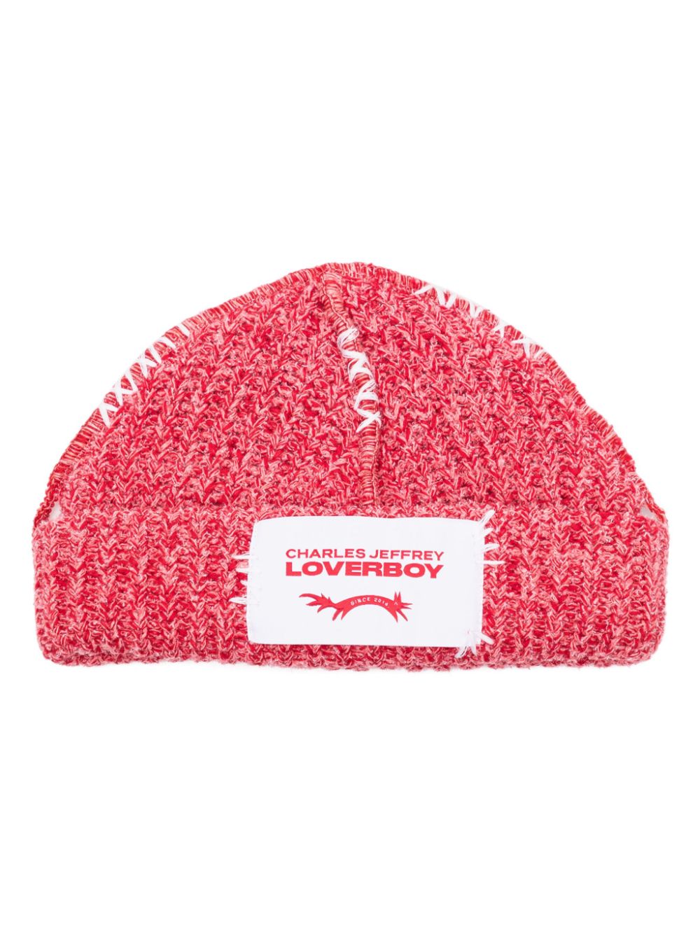 Charles Jeffrey Loverboy Grob gestrickte Beanie mit Logo-Patch - Rot von Charles Jeffrey Loverboy