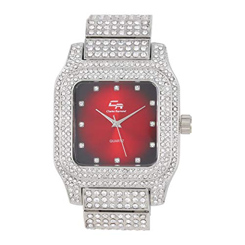 Bling-ed Out Biggie Square Iced Gold Hip Hop Watch You Will Hypnotize in a Flashy Way 0513SQ rot von Charles Raymond