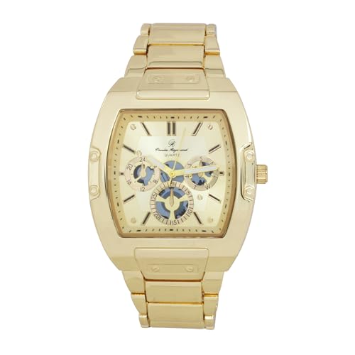 CHARLES RAYMOND Luxuriöse Herren-Armbanduhr mit Kristallen, einzigartige Tonneau-Form, bequemes Silikonband, zeigen Sie Ihren Stil, ST10542 GLD GLD, ST10542 GLD GLD von Charles Raymond