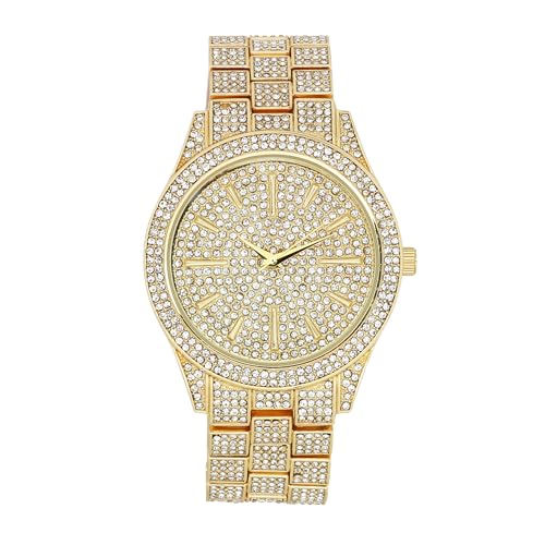 Iced ST10226B Herren-Armbanduhr mit passendem Rolly oder kubanischem Hip-Hop-Armband – Ihre Wahl! – Große Strasssteine auf dem Rand und elegante Baguette-Zeitanzeigen auf dem Zifferblatt – Master von Charles Raymond