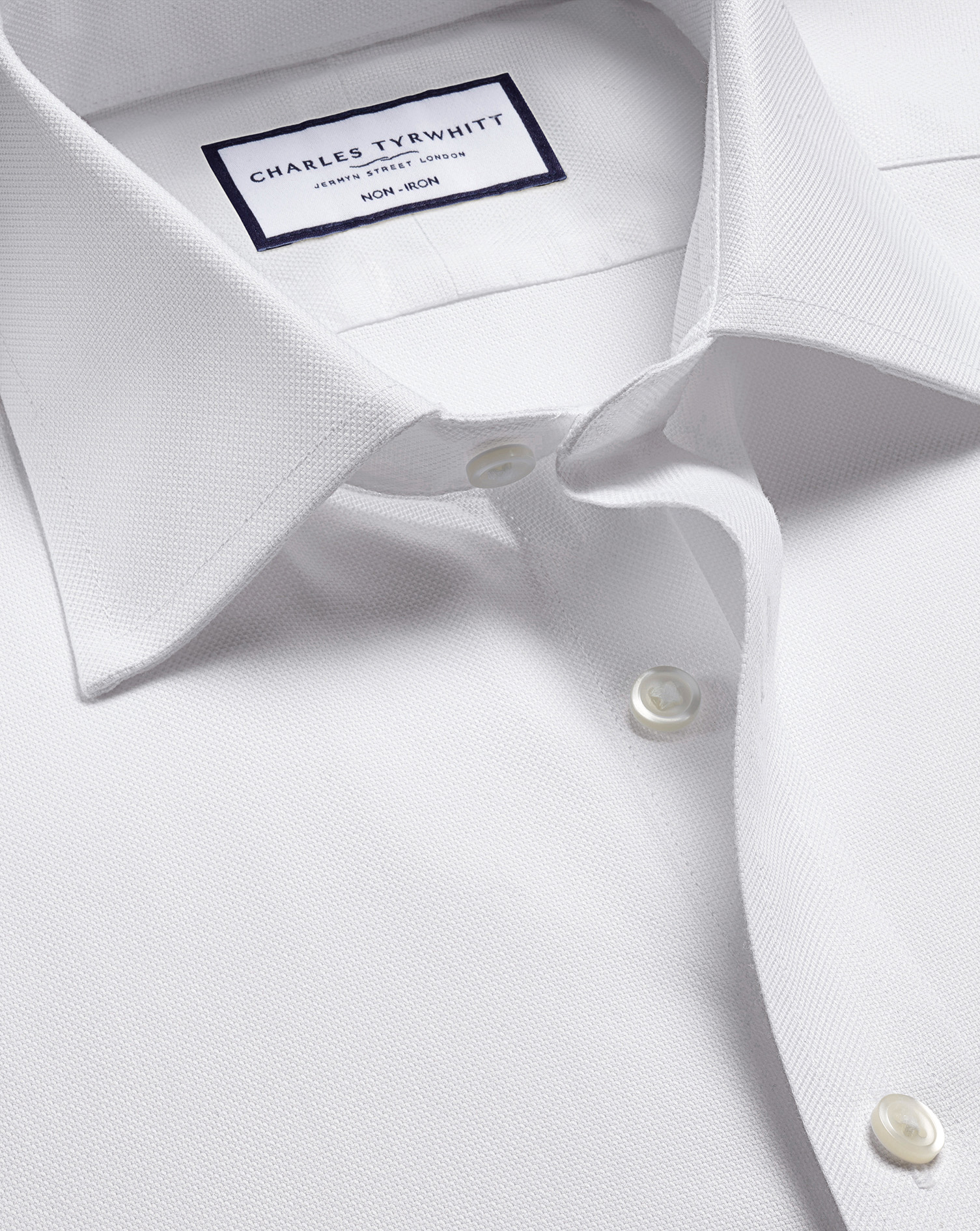 Charles Tyrwhitt Bügelfreies Royal-Oxfordhemd - Weiß Knopfmanschette von Charles Tyrwhitt