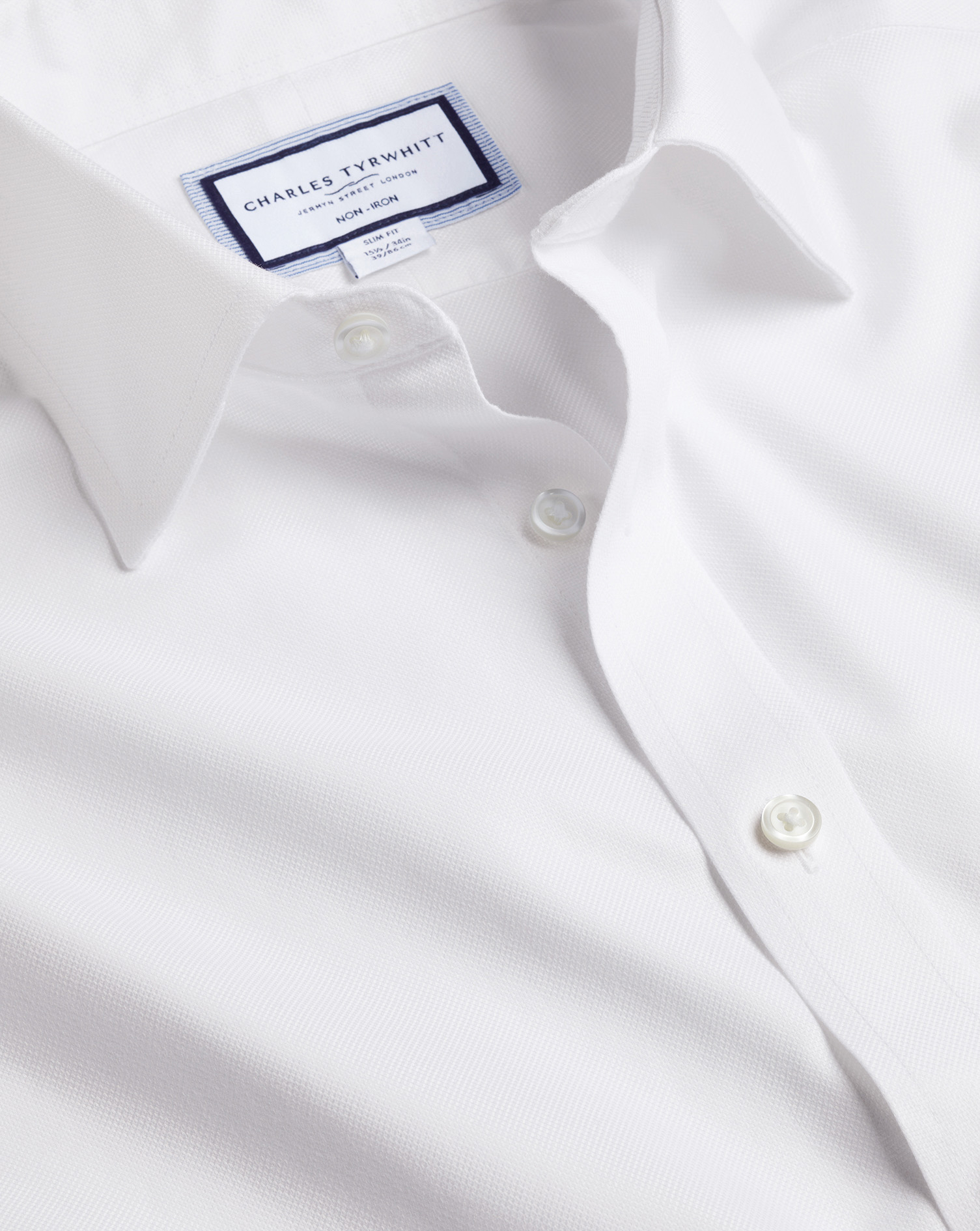 Charles Tyrwhitt Bügelfreies Royal-Oxfordhemd - Weiß Umschlagmanschette von Charles Tyrwhitt