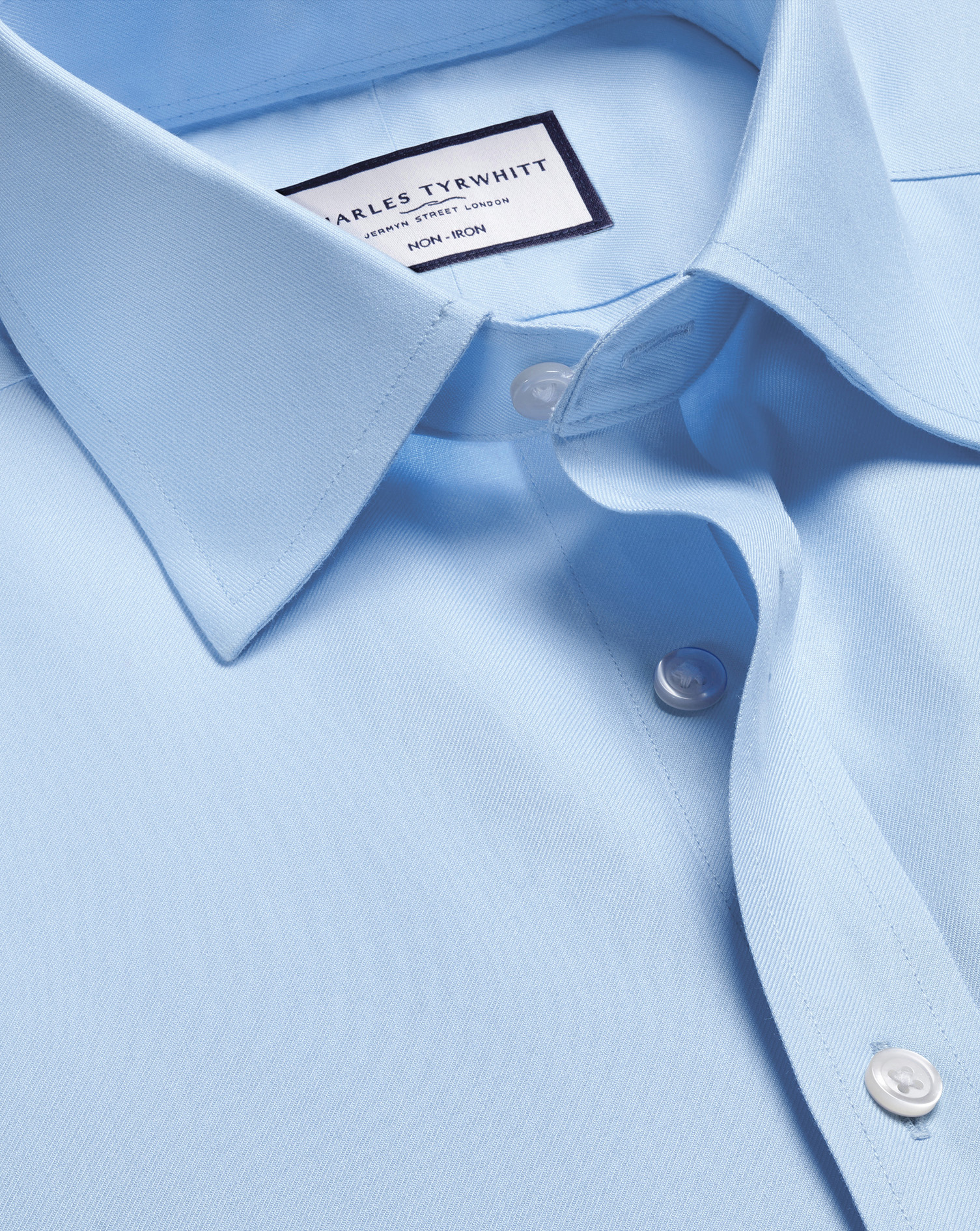 Charles Tyrwhitt Bügelfreies Twill-Hemd - Himmelblau Umschlagmanschette von Charles Tyrwhitt