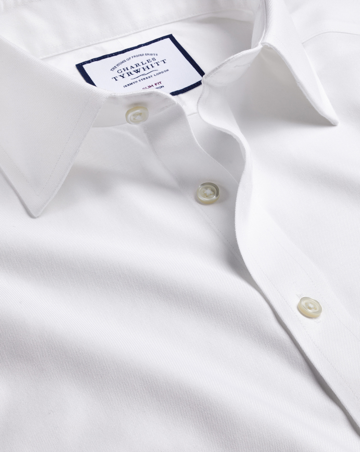 Charles Tyrwhitt Bügelfreies Twill-Hemd - Weiß Knopfmanschette von Charles Tyrwhitt