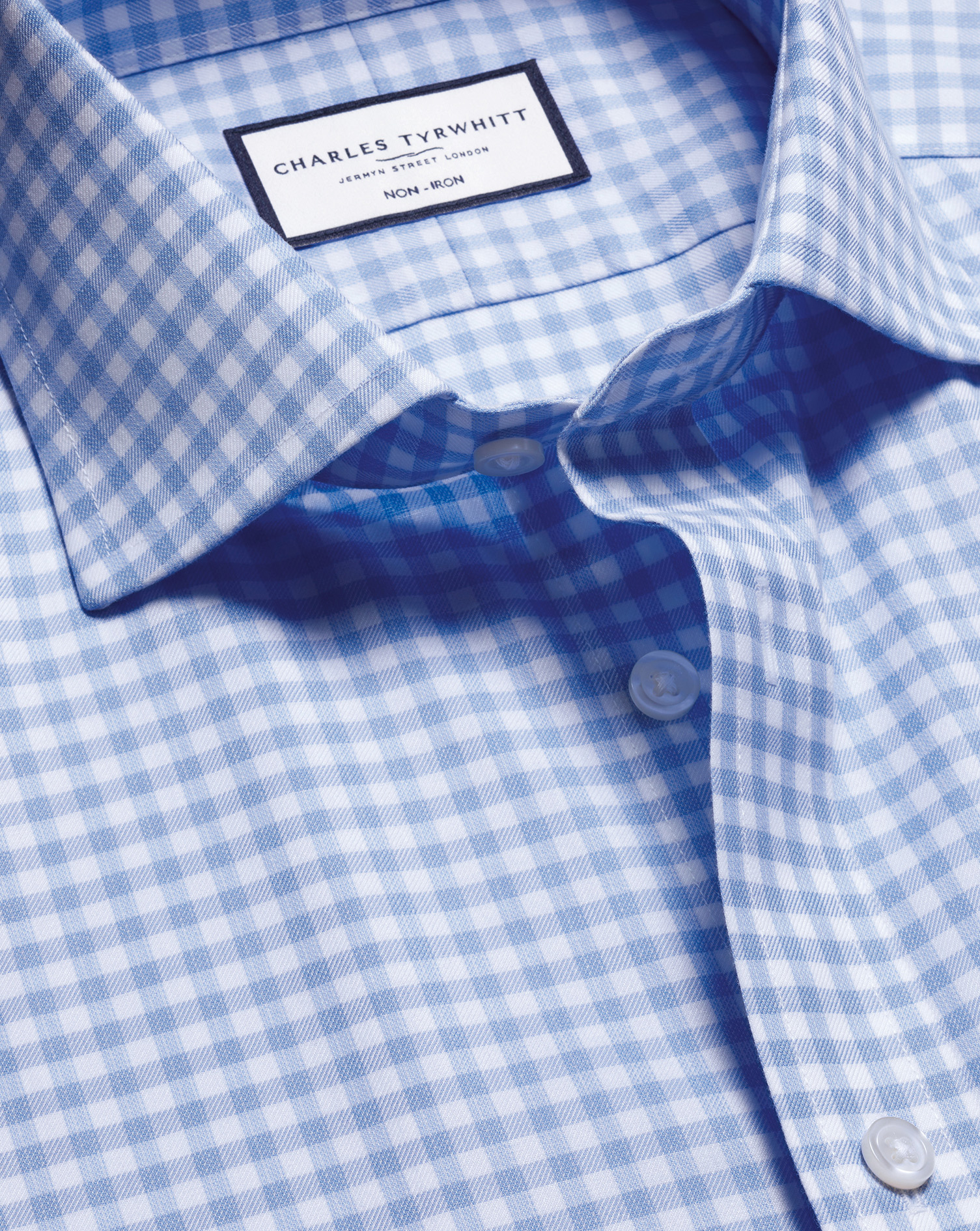 Charles Tyrwhitt Bügelfreies Twill-Hemd mit Gingham-Karos - Kornblumenblau Knopfmanschette Charles Tyrwhitt Bügelfreies Twill-Hemd mit Gingham-Karos - Kornblumenblau Knopfmanschette von Charles Tyrwhitt