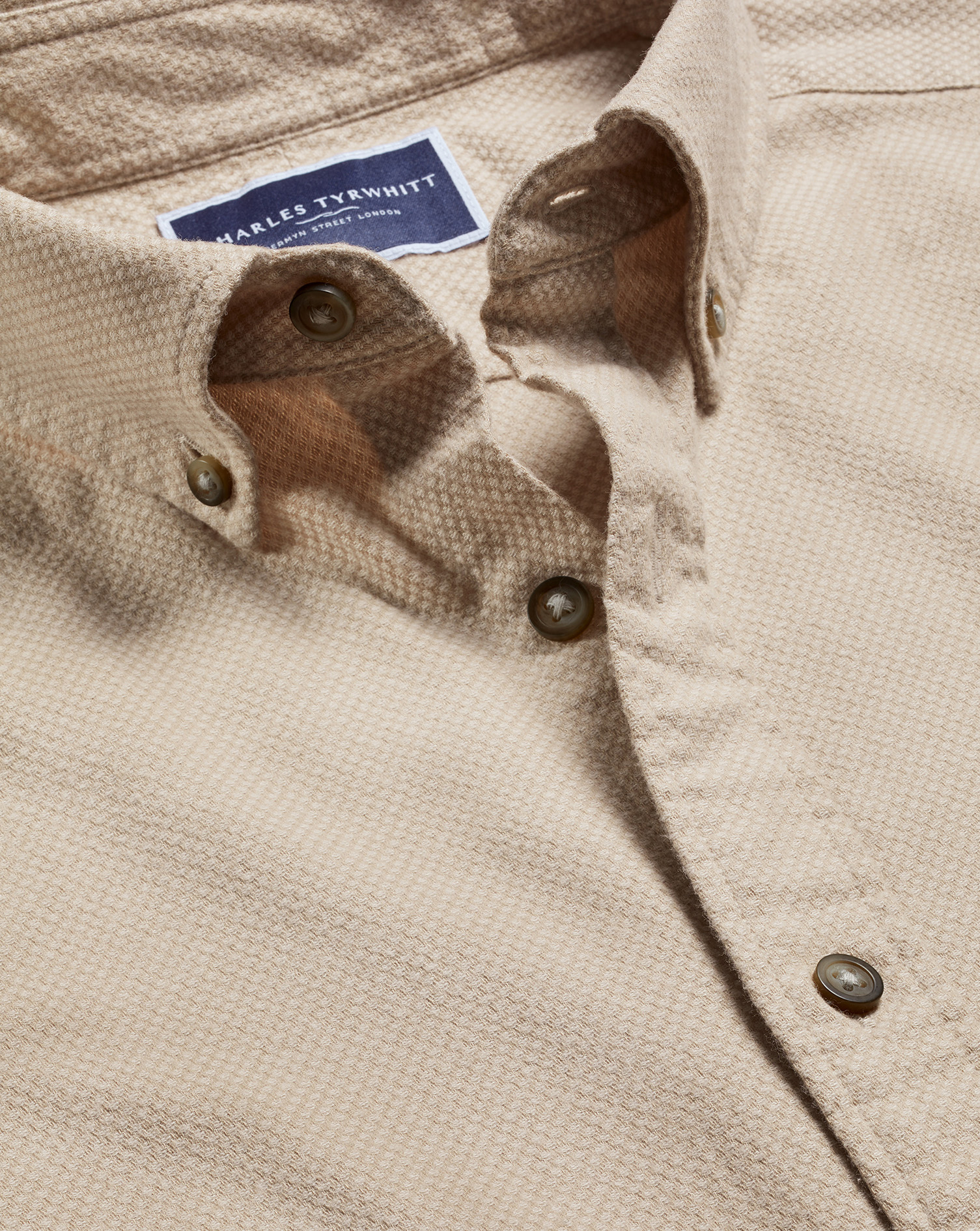 Charles Tyrwhitt Flanell-Hemd aus Dobby-Gewebe mit Button-down-Kragen - Graubraun von Charles Tyrwhitt