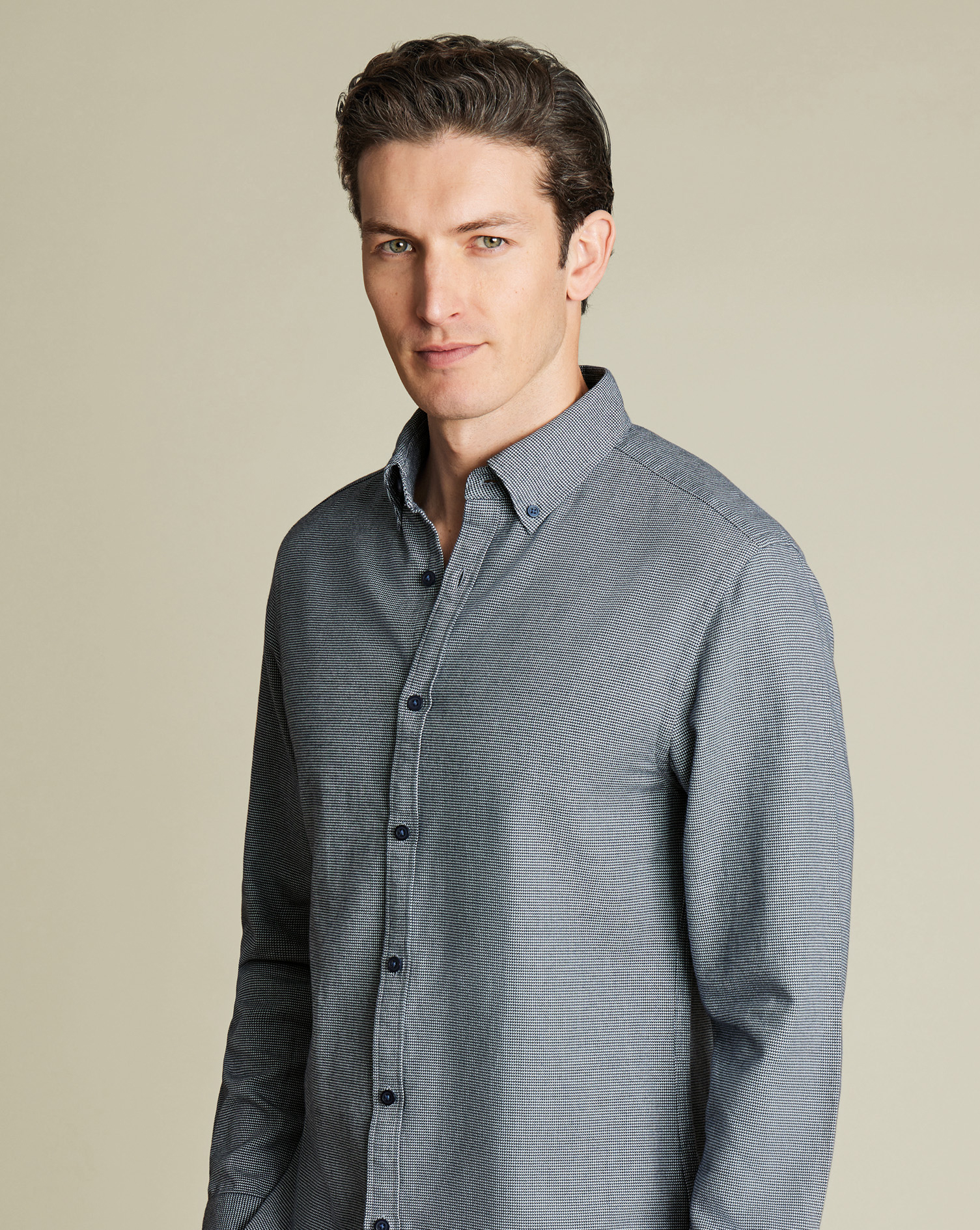 Charles Tyrwhitt Flanellhemd aus Dobby-Gewebe - Airforceblau von Charles Tyrwhitt
