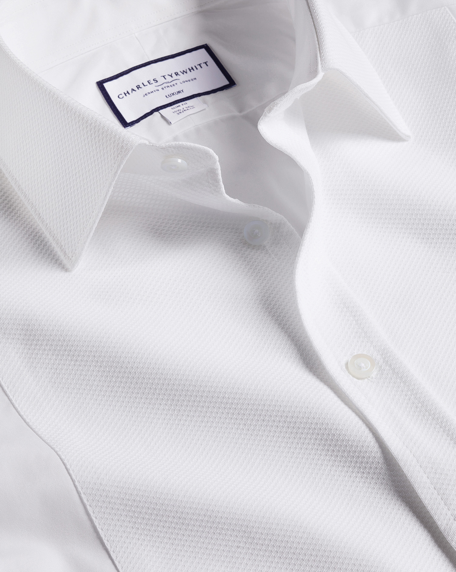 Charles Tyrwhitt Gala-Hemd mit Bieseneinsatz aus Marcella-Waffelmuster - Weiß Umschlagmanschette von Charles Tyrwhitt