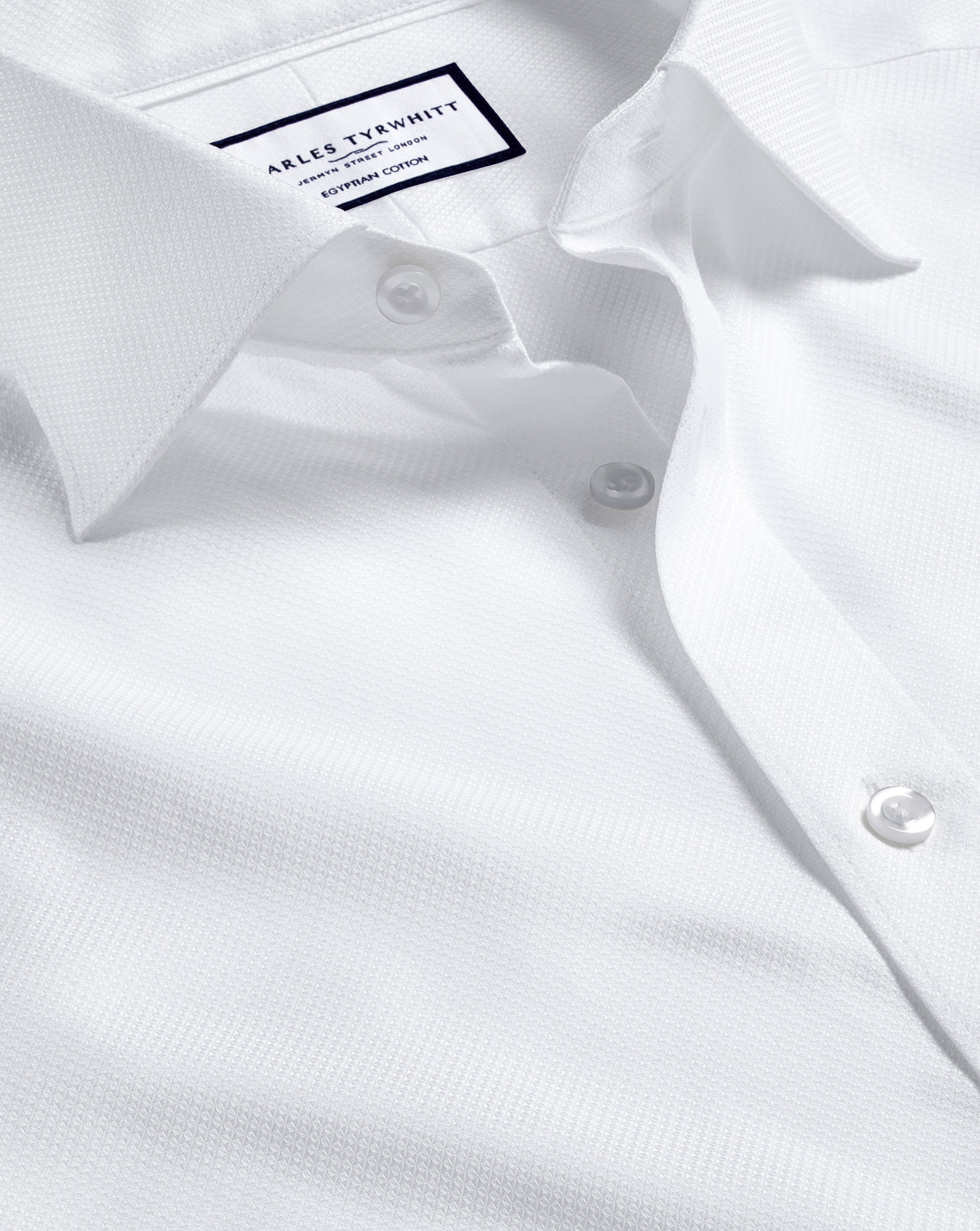 Charles Tyrwhitt Hemd aus ägyptischer Baumwolle in Hudson Webart mit Semi-Haifischkragen - Weiß Umschlagmanschette von Charles Tyrwhitt