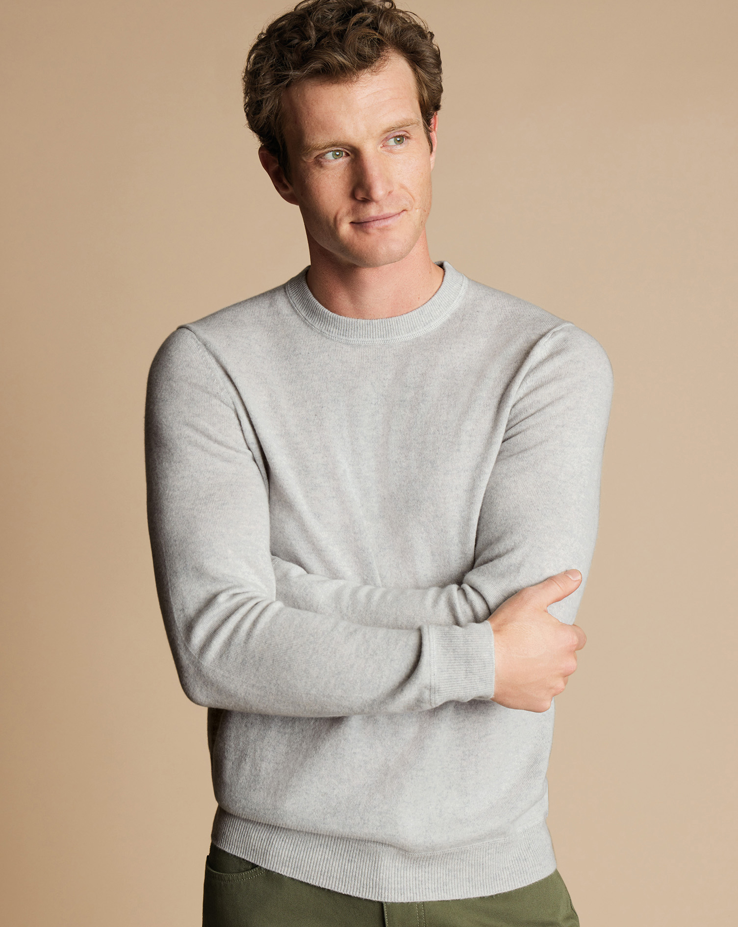 Charles Tyrwhitt Merino-Kaschmir-Pullover mit Rundhals - Silber von Charles Tyrwhitt