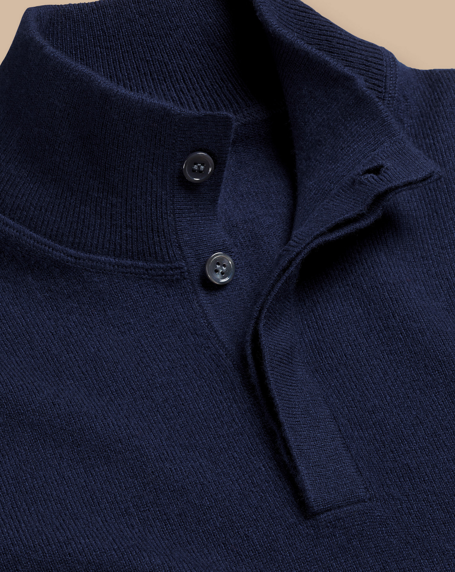 Charles Tyrwhitt Pullover aus Merino-Kaschmir mit Knöpfen - Marineblau von Charles Tyrwhitt