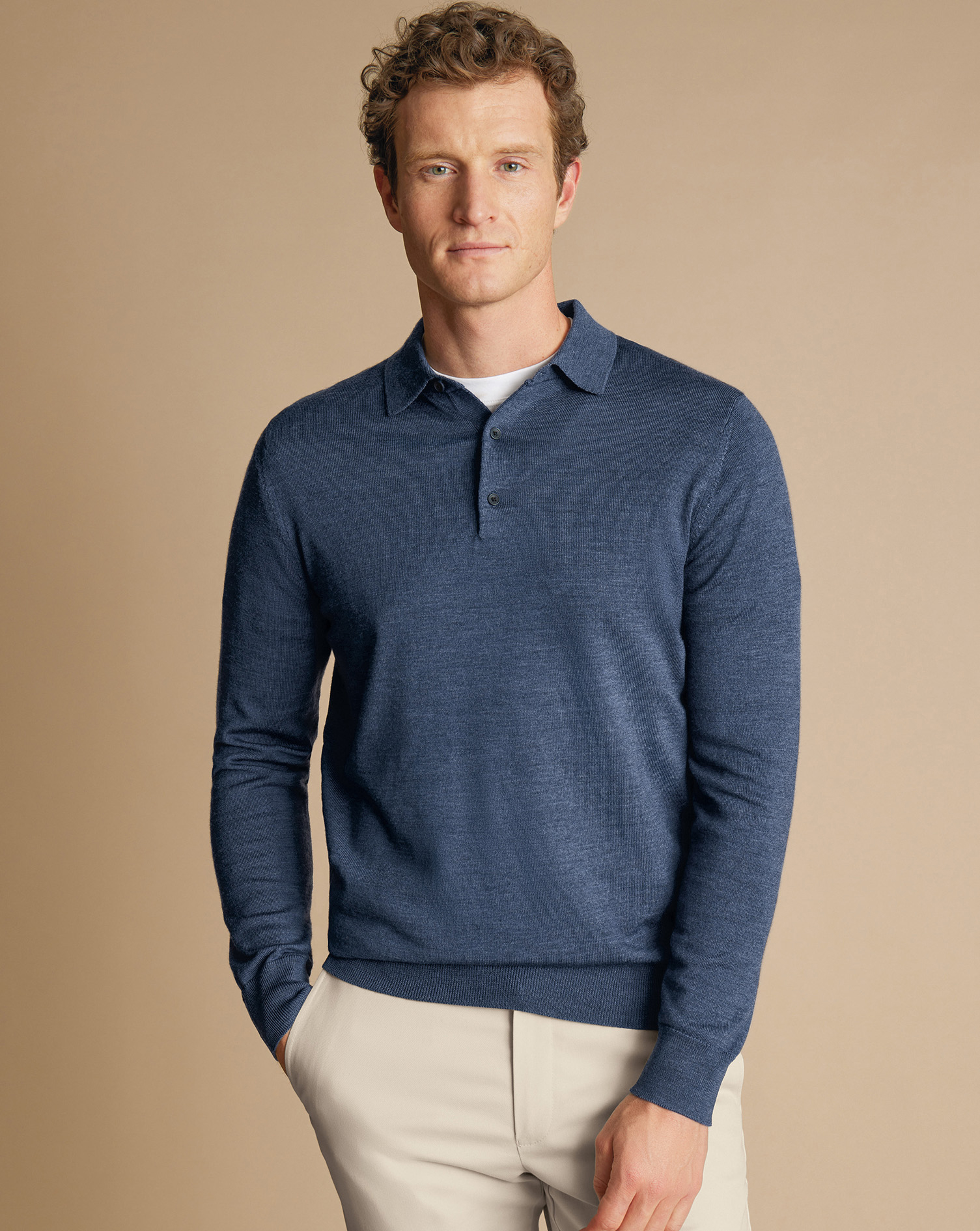 Charles Tyrwhitt Pullover aus Merinowolle mit Polokragen - Indigoblau von Charles Tyrwhitt