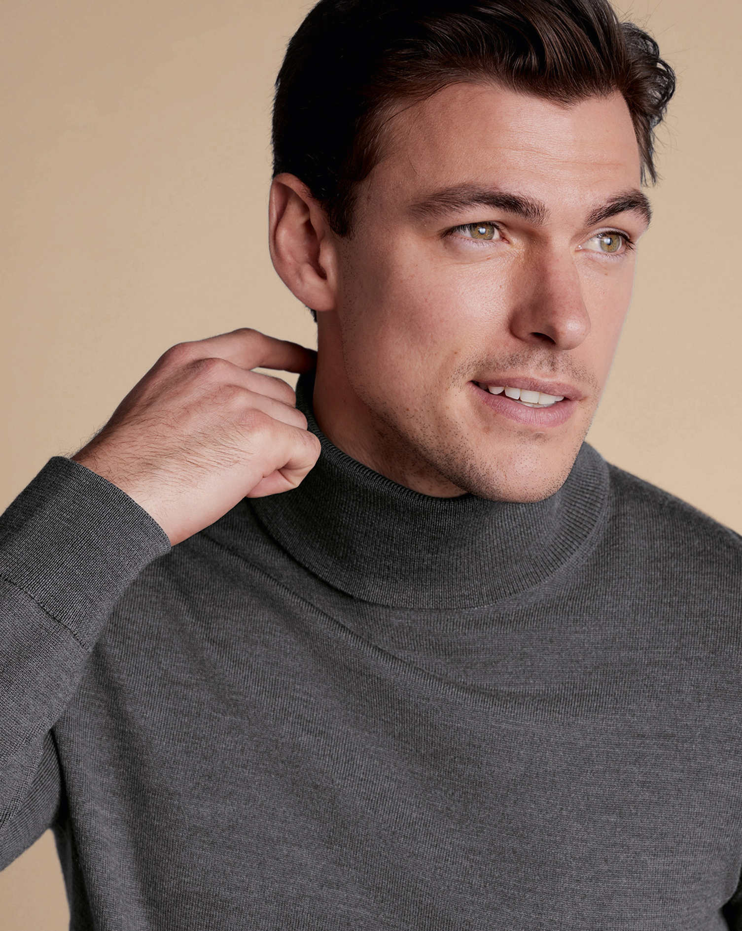 Charles Tyrwhitt Pullover aus Merinowolle mit Rollkragen - Grau von Charles Tyrwhitt