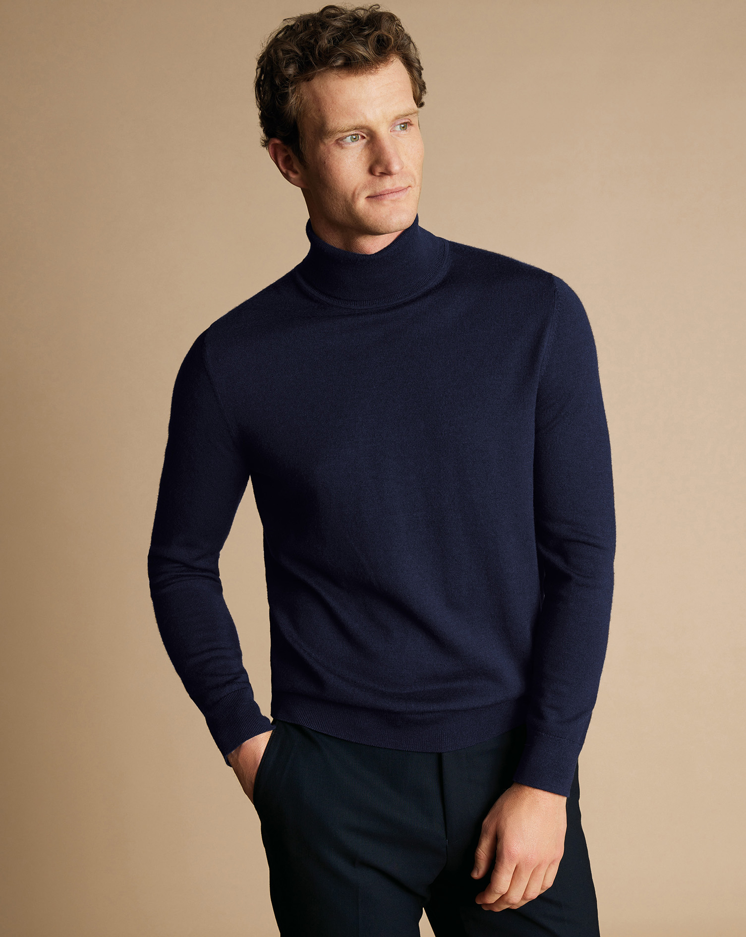 Charles Tyrwhitt Pullover aus Merinowolle mit Rollkragen - Marineblau von Charles Tyrwhitt