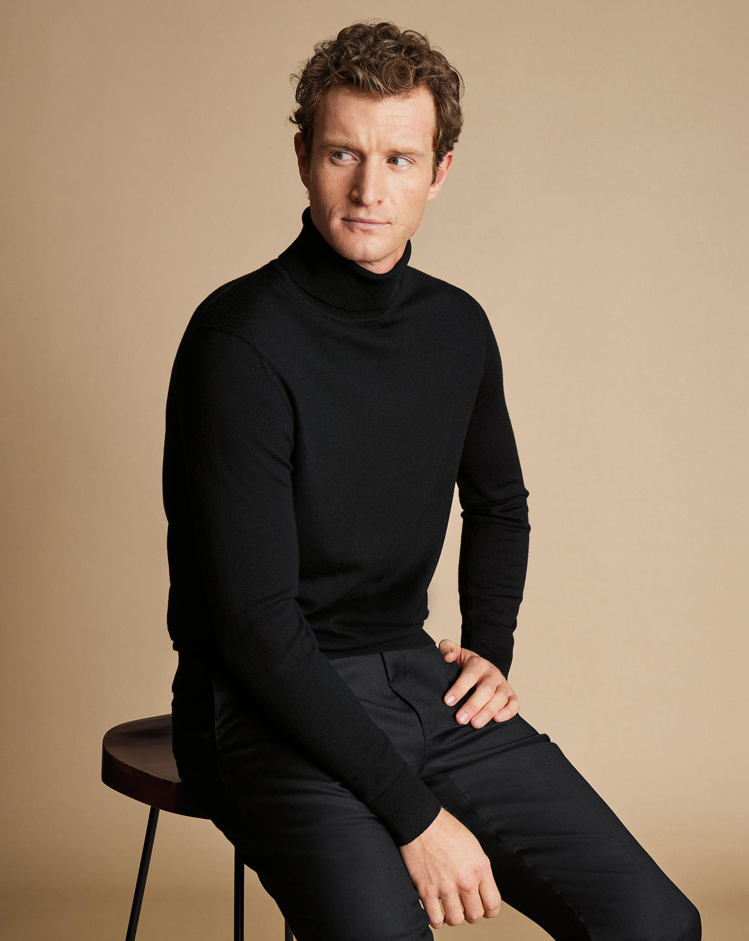 Charles Tyrwhitt Pullover aus Merinowolle mit Rollkragen - Schwarz von Charles Tyrwhitt