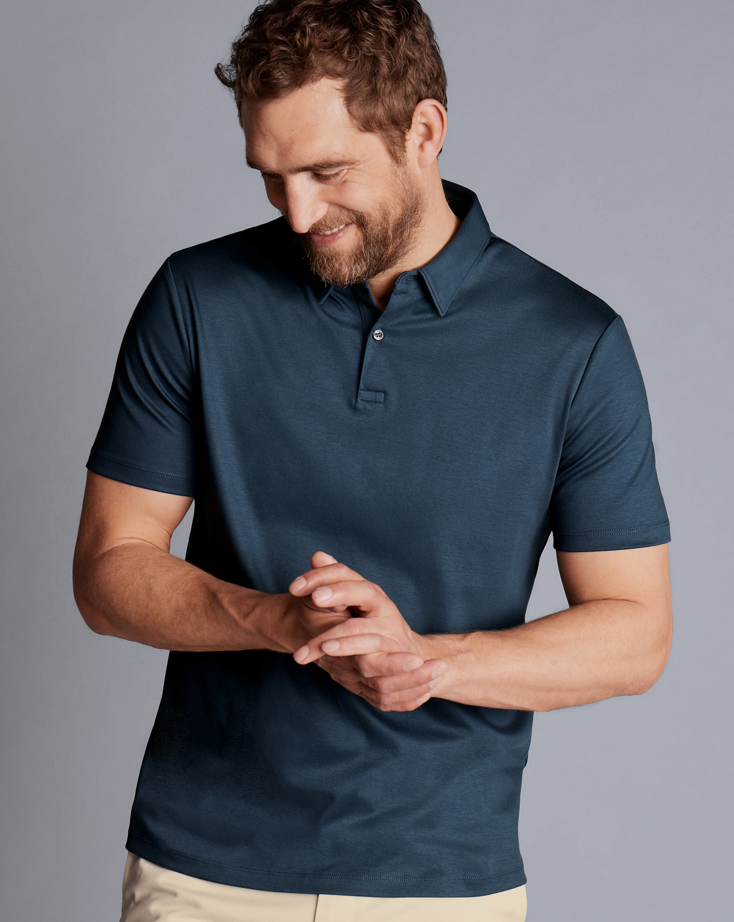 Charles Tyrwhitt Smartes Jersey-Polo - Petrolblau von Charles Tyrwhitt