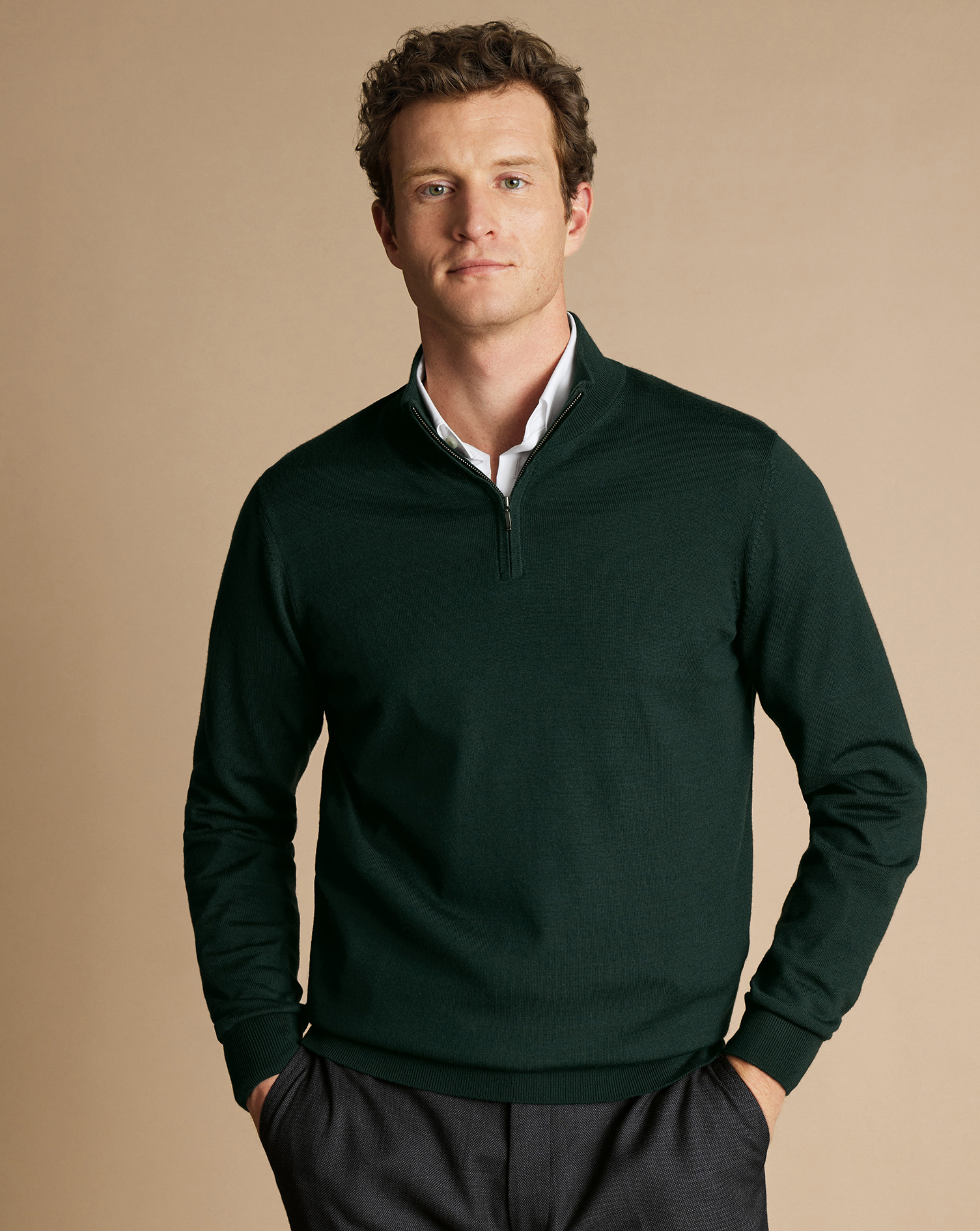 Charles Tyrwhitt Troyer aus Merino - Waldgrün von Charles Tyrwhitt