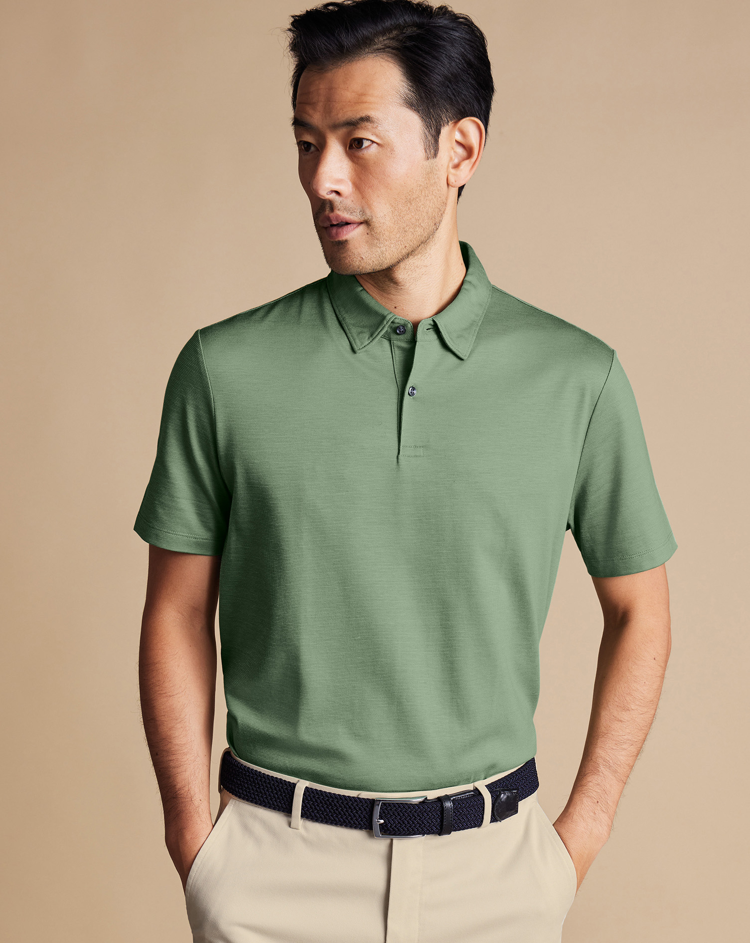 Charles Tyrwhitt Performance Polo aus Baumwoll-TENCEL™-Mix - Hellgrün von Charles Tyrwhitt