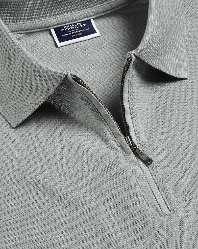 Charles Tyrwhitt Tyrwhitt Cool Polo mit Reißverschlusskragen - Hellgrau von Charles Tyrwhitt