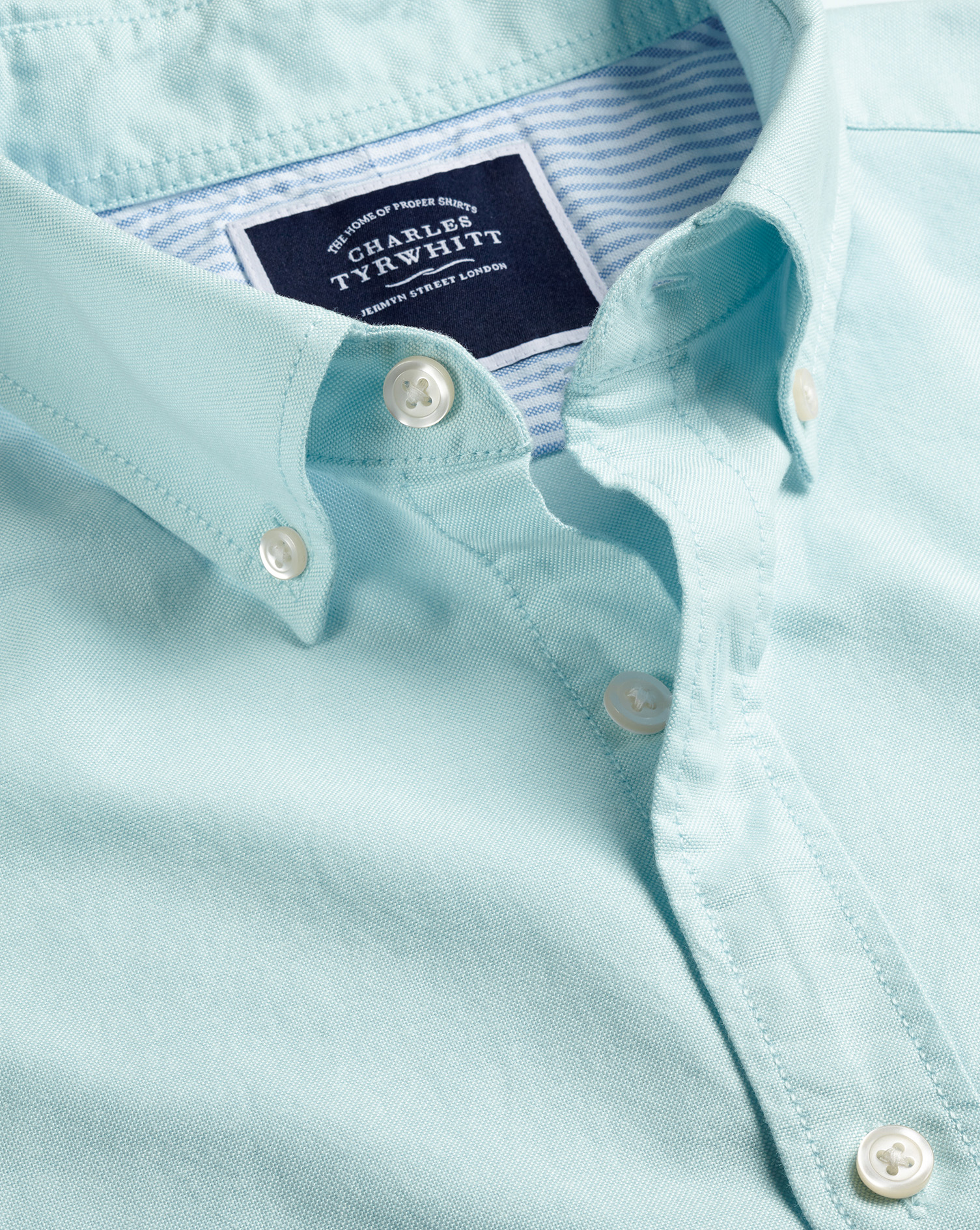 Charles Tyrwhitt Vorgewaschenes Oxfordhemd mit Button-down-Kragen - Petrolgrün Knopfmanschette von Charles Tyrwhitt