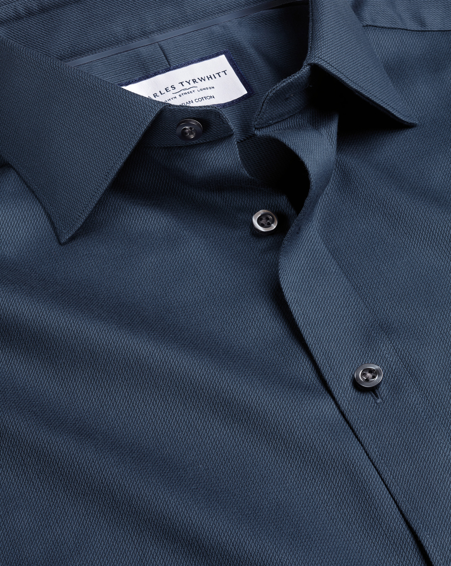Charles Tyrwhitt Windsor Hemd aus ägyptischer Baumwolle mit Semi-Haifischkragen - Stahlblau Umschlagmanschette von Charles Tyrwhitt