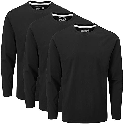 Charles Wilson 3er Pack Langarm T-Shirt Mit Rundhalsausschnitt (3XL, Black (0822)) von Charles Wilson