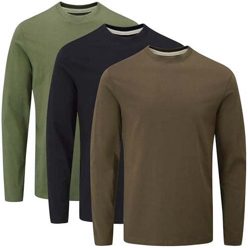 Charles Wilson 3er Pack Langarm T-Shirt Mit Rundhalsausschnitt (XXL, Dark Essentials 41) von Charles Wilson