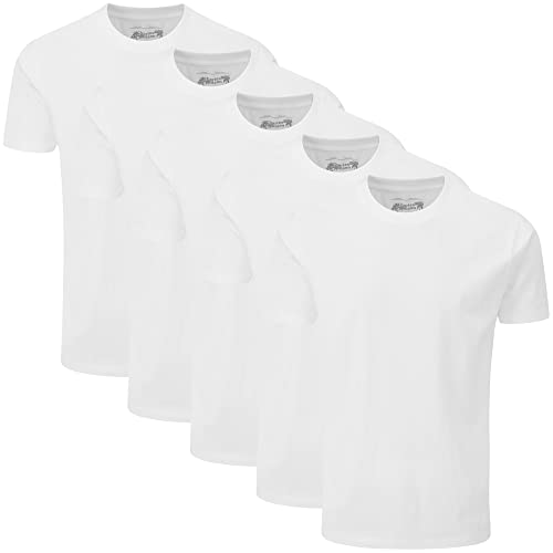 Charles Wilson 5er Packung Einfarbige T-Shirts mit Rundhalsausschnitt (Medium, Plain White) von Charles Wilson