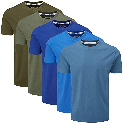 Charles Wilson 5er Packung Einfarbige T-Shirts mit Rundhalsausschnitt (XL, Horizon) von Charles Wilson