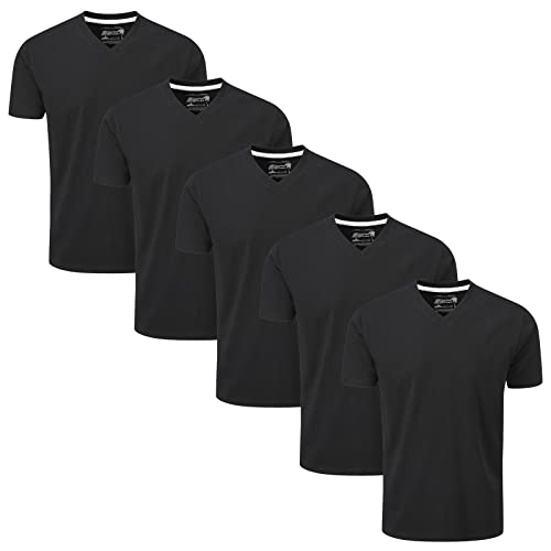 Charles Wilson 5er Packung Einfarbige T-Shirts mit V-Ausschnitt (Medium, Plain Black) von Charles Wilson