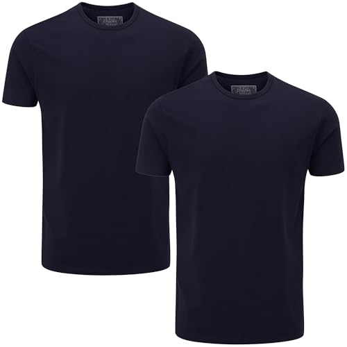 Charles Wilson Herren 2er Packung Elastan-T-Shirts mit Rundhalsausschnitt (L, Dark Navy (0524)) von Charles Wilson