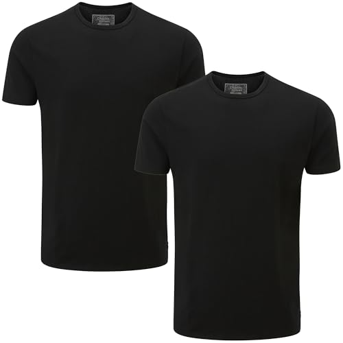 Charles Wilson Herren 2er Packung Elastan-T-Shirts mit Rundhalsausschnitt (XL, Black (0524)) von Charles Wilson
