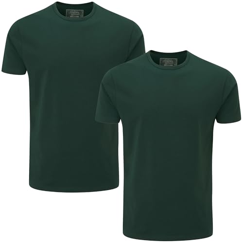 Charles Wilson Herren 2er Packung Elastan-T-Shirts mit Rundhalsausschnitt (XXL, Dark Green (0524)) von Charles Wilson